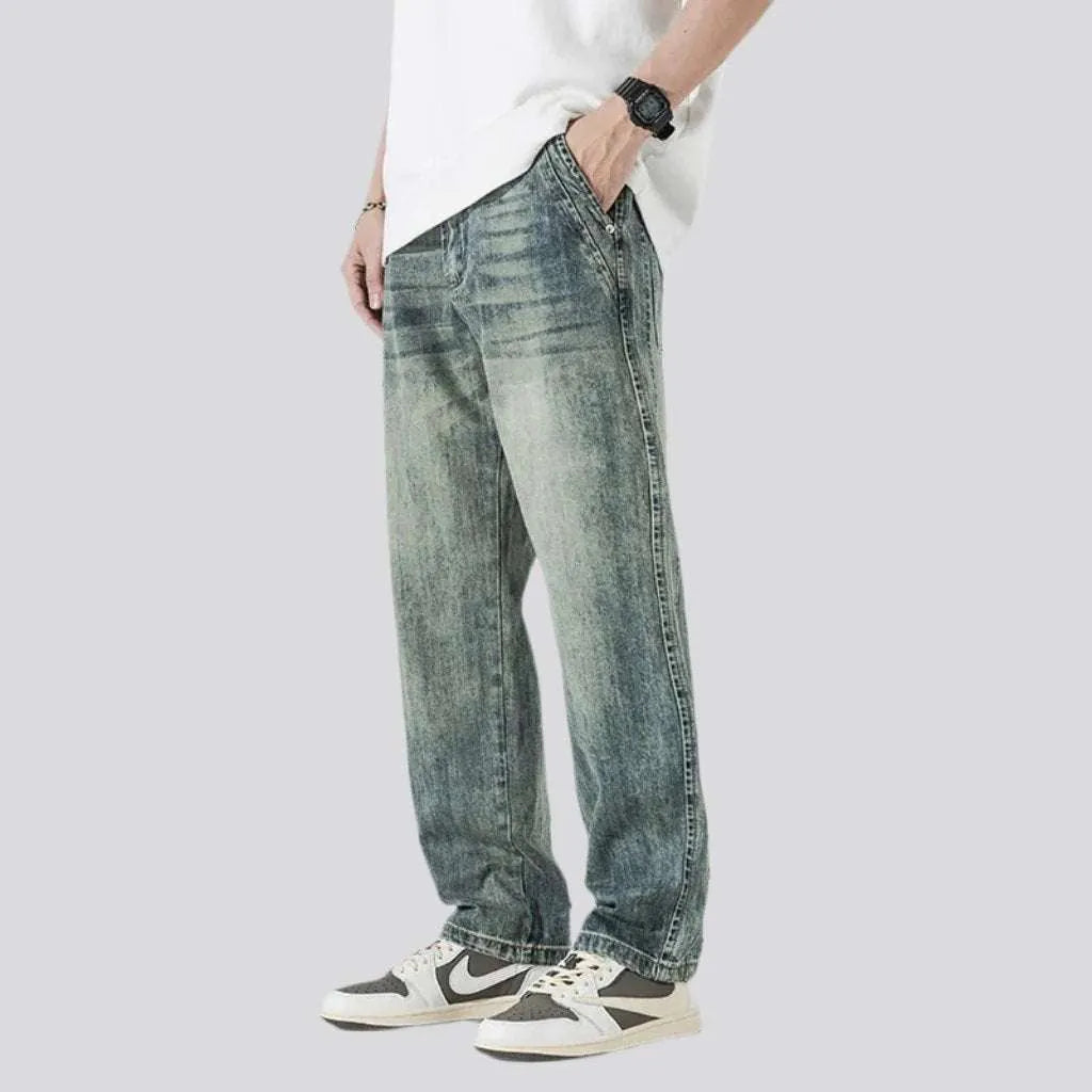 Whiskered sanded jeans for men