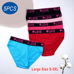 5PCS Mid Waist "Sweet Heart" Cotton Underwear