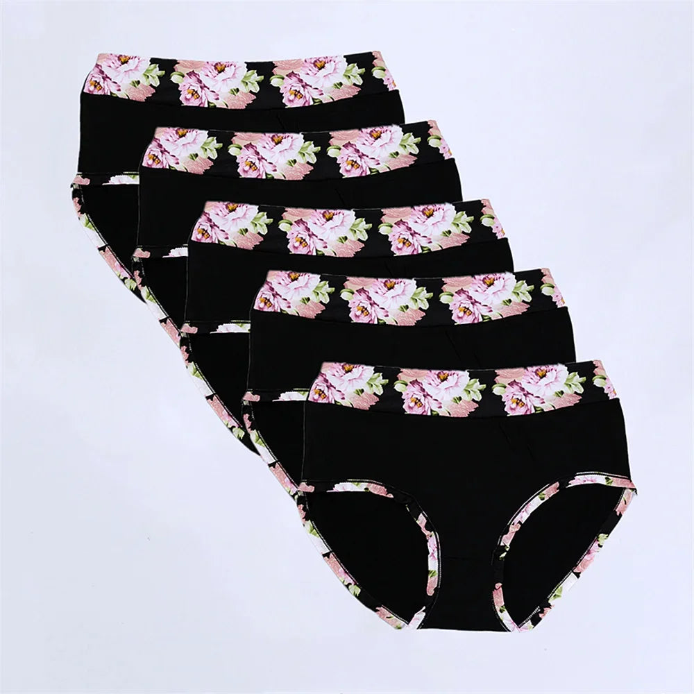 5PCS/Pack High Waisted Flower Panties