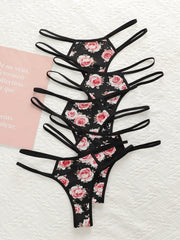 5PCS Women's sexy embroidered flower Underwear