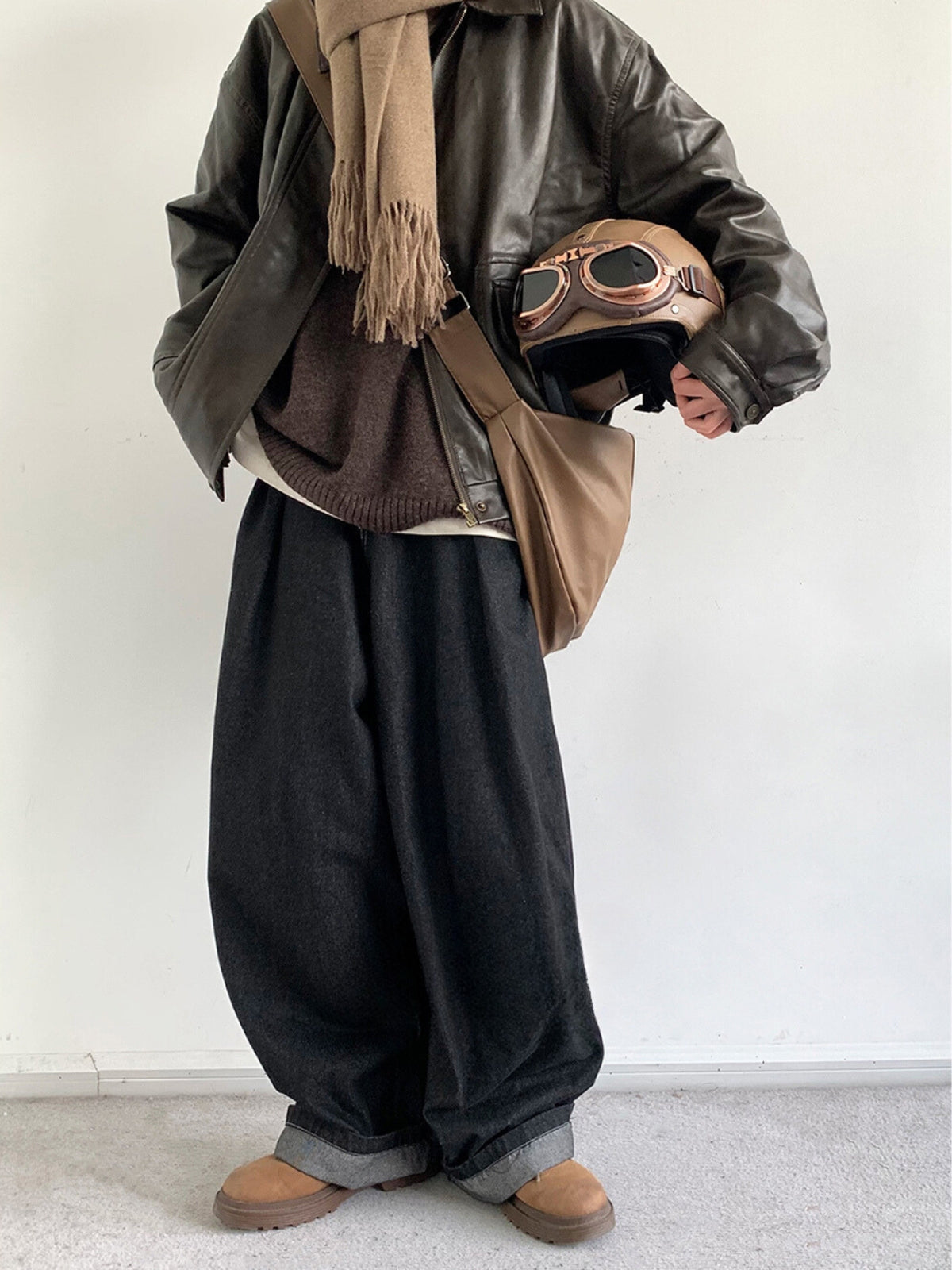 Retro Black Loose Long Pants