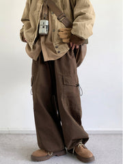 Retro Brown Wide Leg Loose Pants