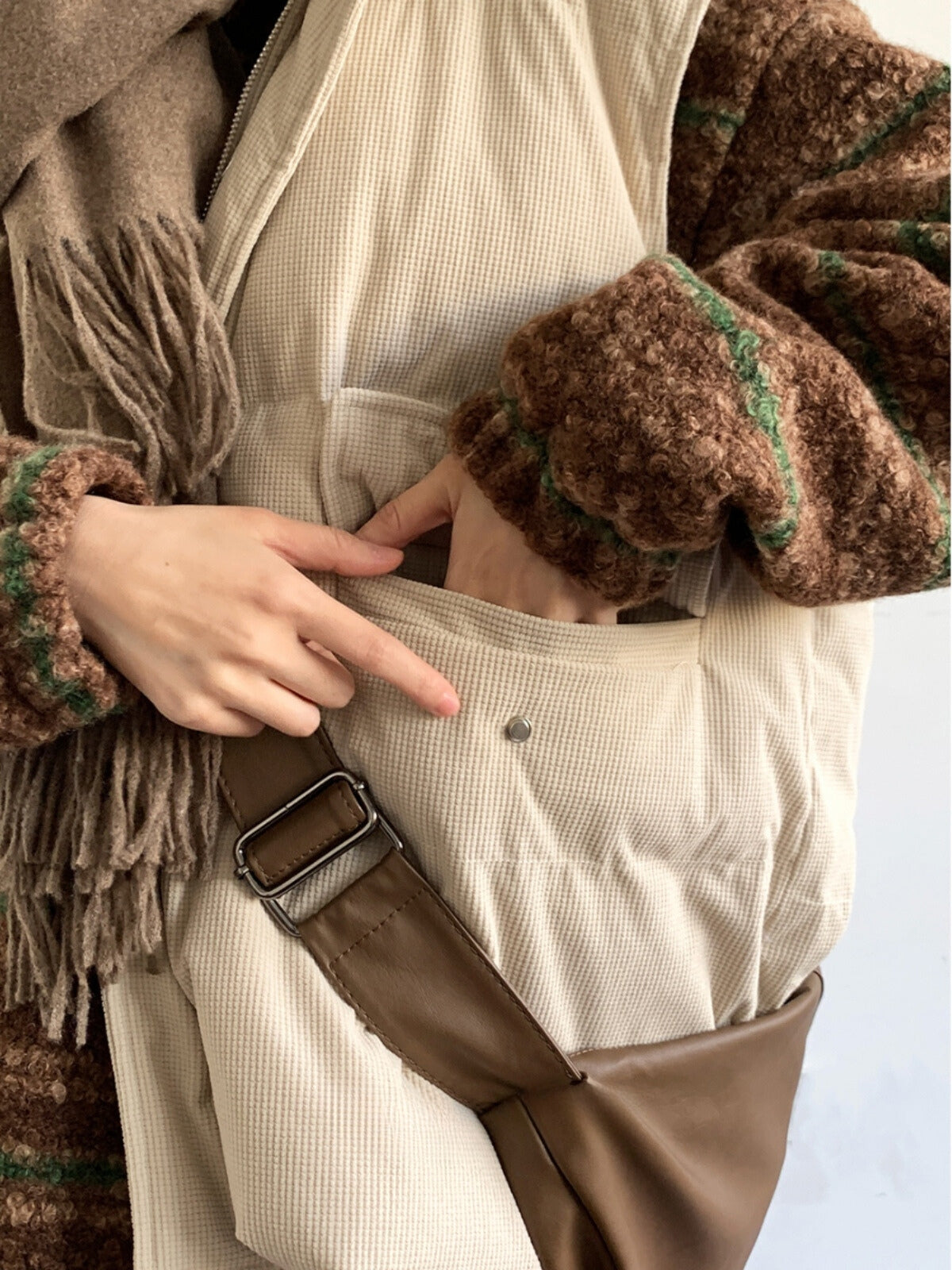 Corduroy Cotton Apricot Loose Vest