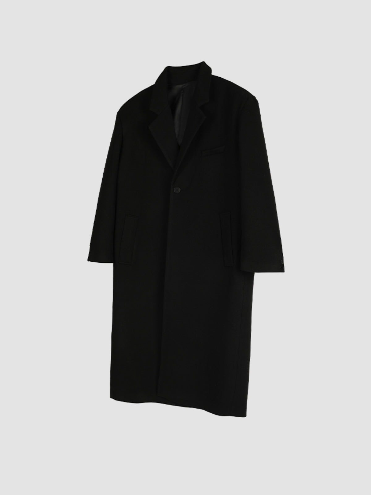 Cashmere Woolen Black Overcoat