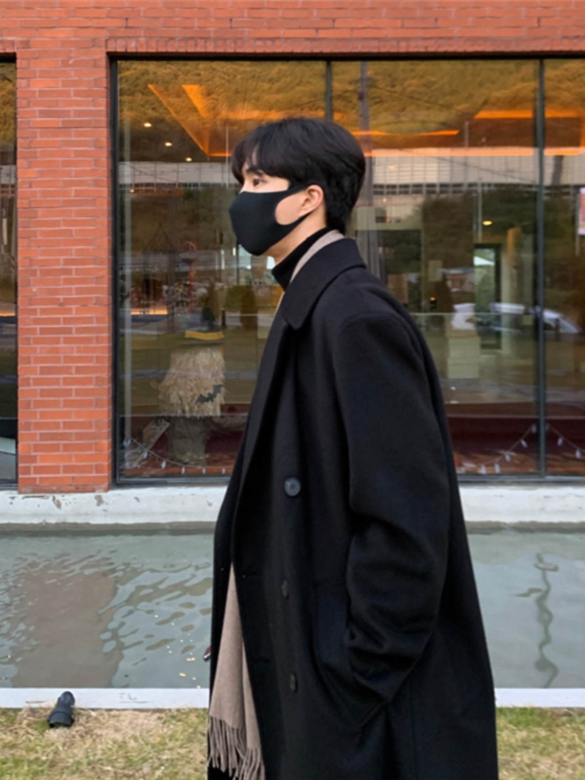 Loose Mid-length Cashmere Windbreaker Coat