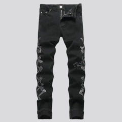 Mid rise painted skinny men's jeans