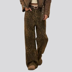 Brown leopard-print jeans for ladies