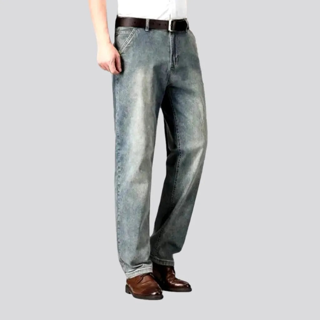 High-waist thin jeans for men