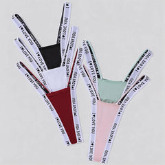 5pcs/Pack Low Rise Solid Letter Decor Sexy Women G-string Style Elegant Lady Thongs