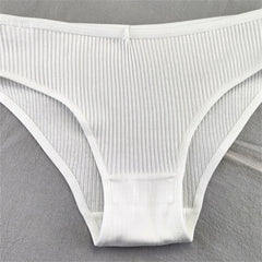 6 Pcs/Pack Black/White Ribbed Cotton Panties