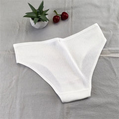 6 Pcs/Pack Black/White Ribbed Cotton Panties