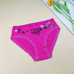 6 Pieces Floral Printed Women's Plus Size Cotton Underwear