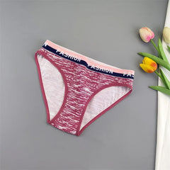 6PCS "Fashion" Camouflage Printed Women's Cotton Briefs Letters Wide Waistband Ladies Sexy Underwear