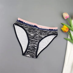 6PCS "Fashion" Camouflage Printed Women's Cotton Briefs Letters Wide Waistband Ladies Sexy Underwear