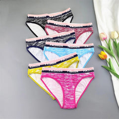 6PCS "Fashion" Camouflage Printed Women's Cotton Briefs Letters Wide Waistband Ladies Sexy Underwear
