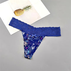 6PCS Lovely Girsl Floral Ice Silk Thong