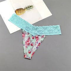 6PCS Lovely Girsl Floral Ice Silk Thong