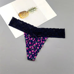6PCS Lovely Girsl Floral Ice Silk Thong
