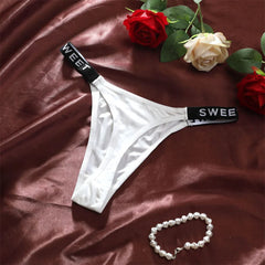 6PCS Letters Waisted Women's Smooth Satin G-strings Underwear