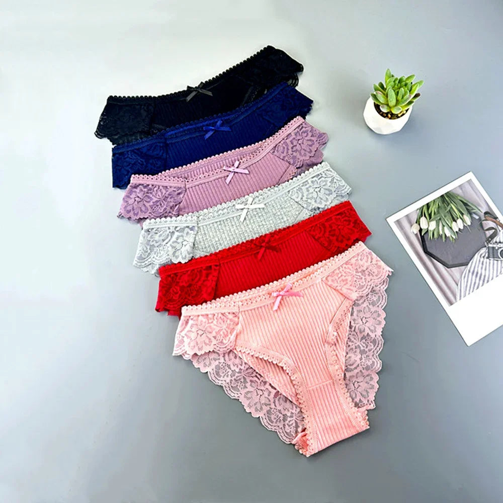 6PCS/Set Lace Cotton Underwear