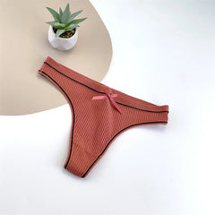 6PCS/Set Seamless Women Ribbed Cotton Thong