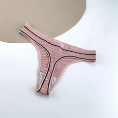 6PCS/Set Seamless Women Ribbed Cotton Thong