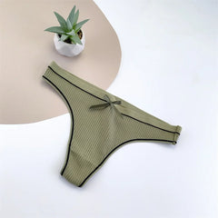 6PCS/Set Seamless Women Ribbed Cotton Thong