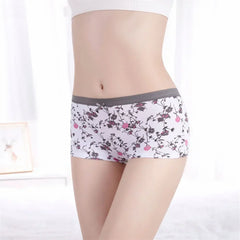 6Pcs Printed Flowers Cotton Boyshorts Women Underwear