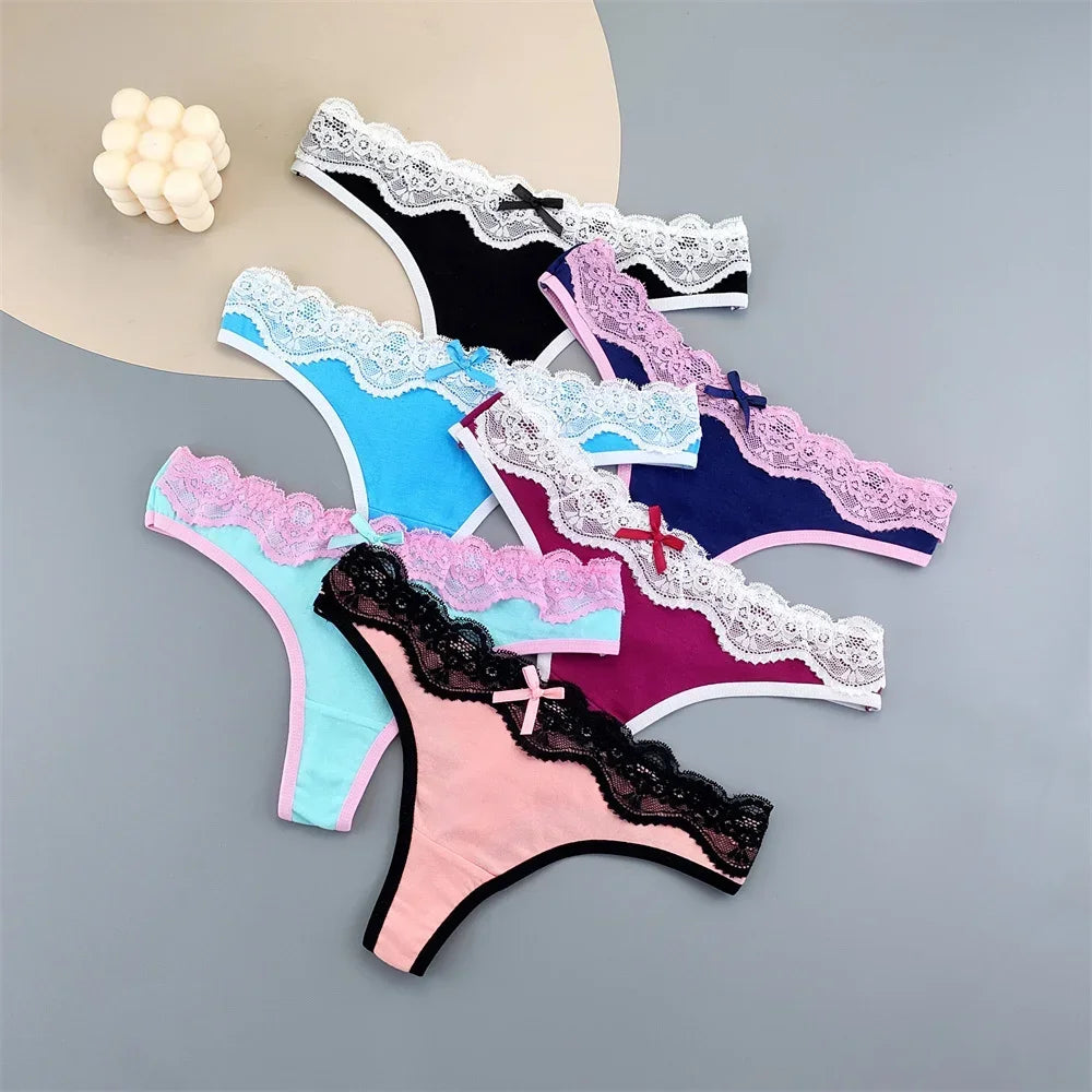 6Pcs Sweet Girls Sexy Ruffles Lace  Lolita Thong