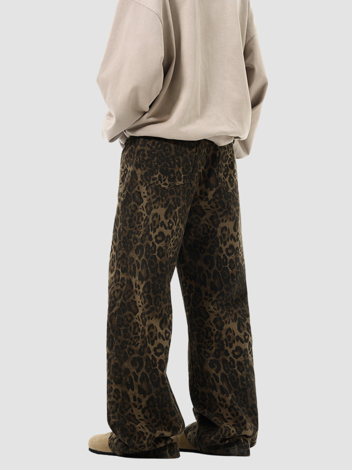 Retro Leopard Print Straight Loose Pants