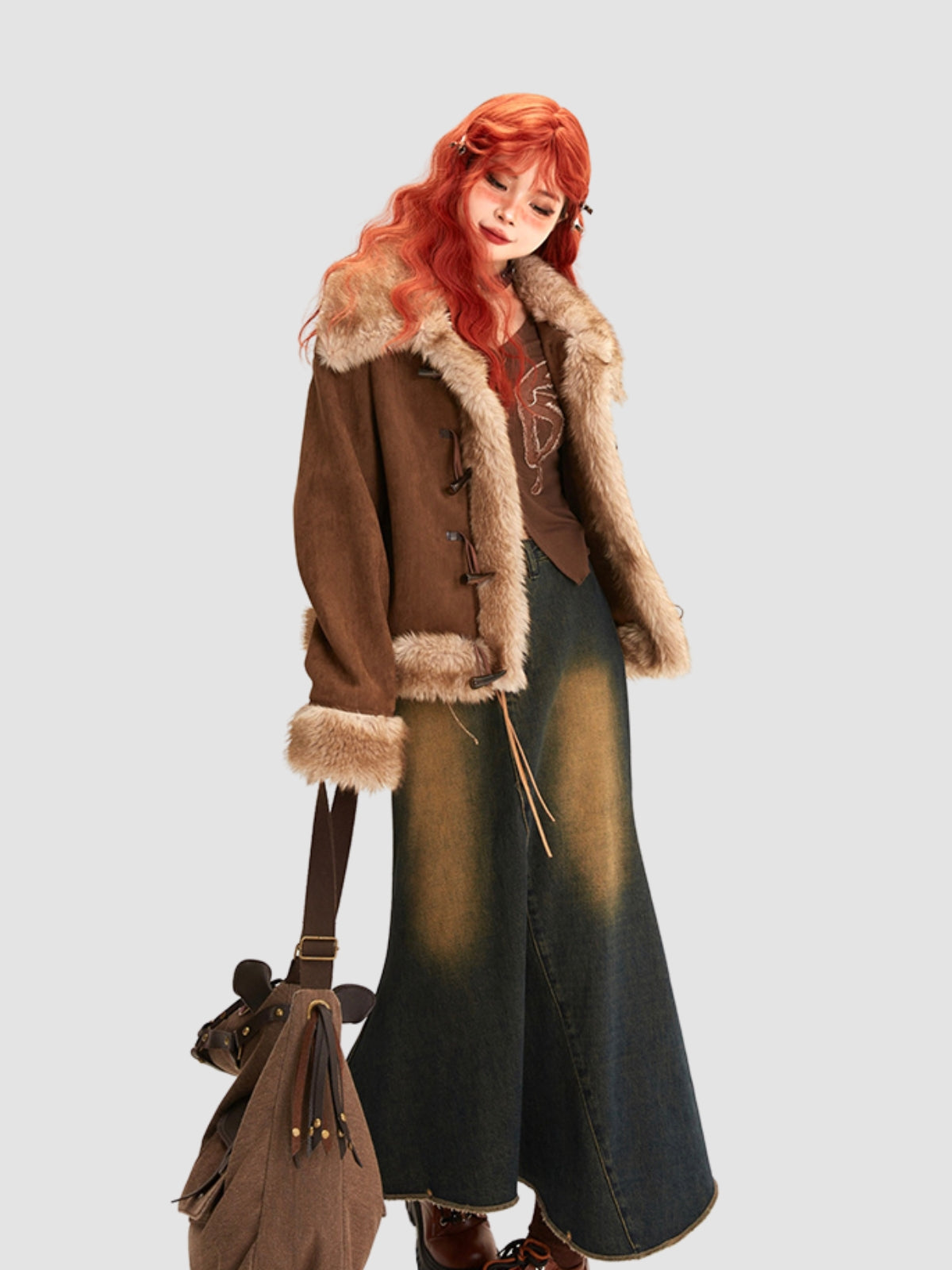 Retro Denim Irregular Fishtail Skirt