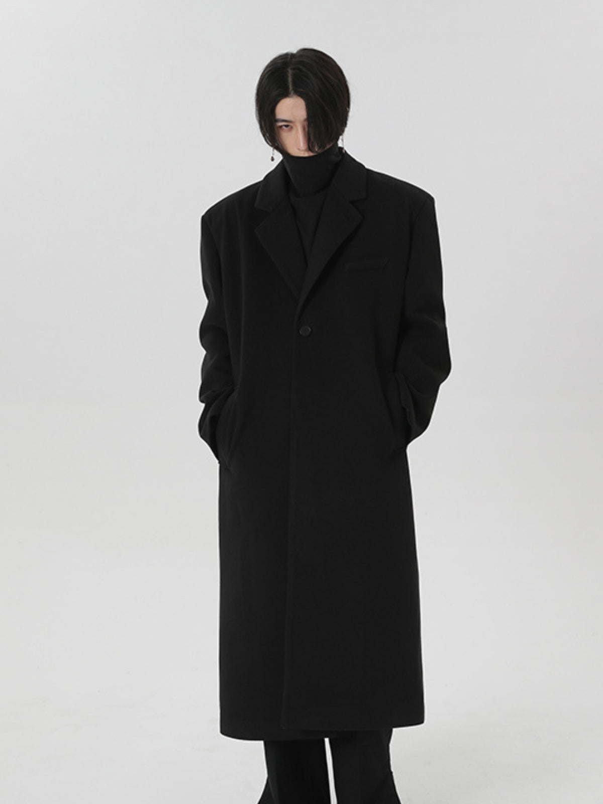 Cashmere Woolen Black Overcoat