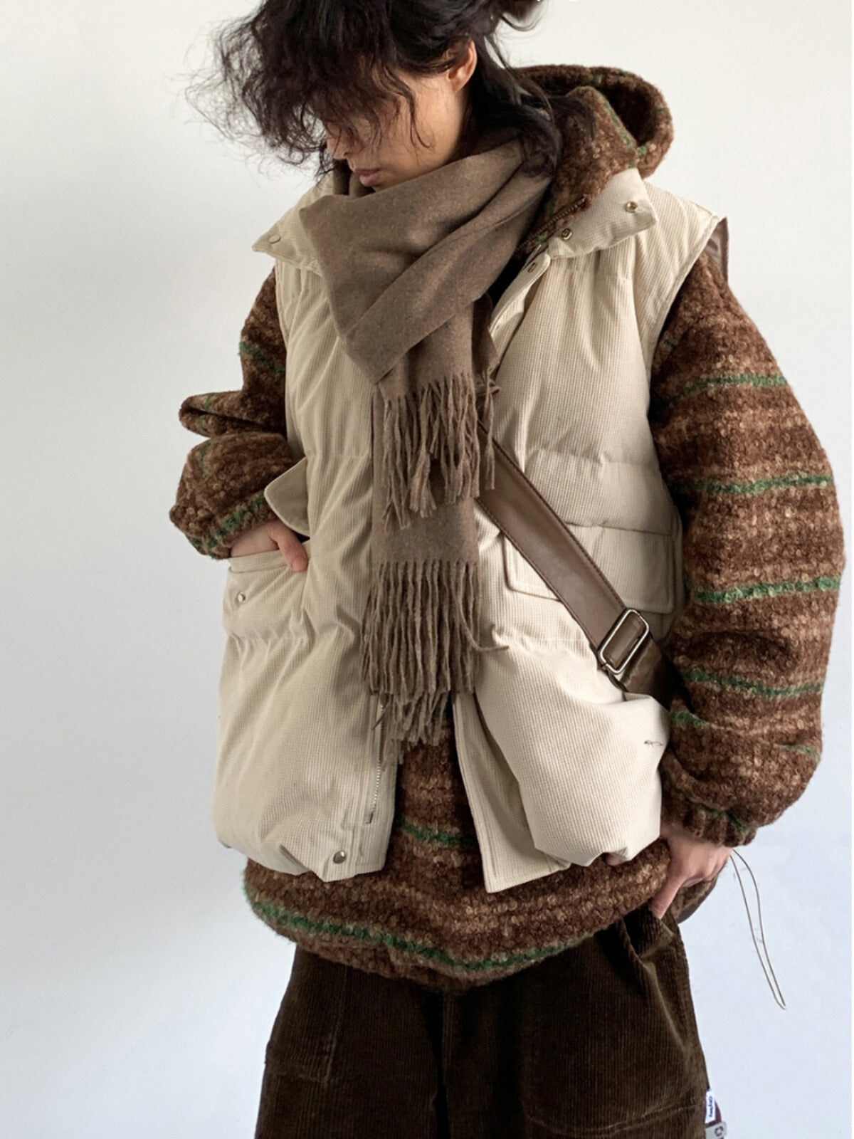 Corduroy Cotton Apricot Loose Vest