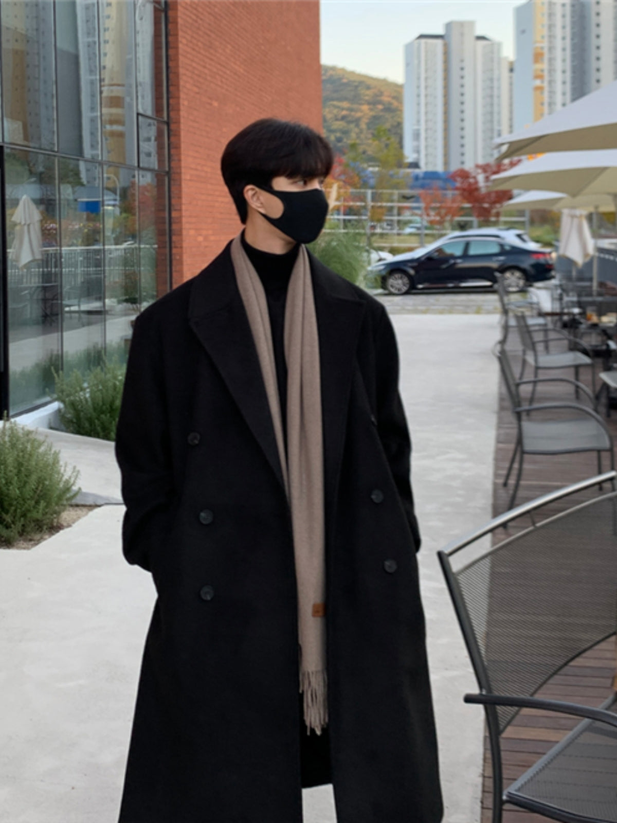 Loose Mid-length Cashmere Windbreaker Coat