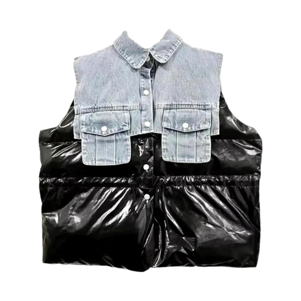 Oversized fashion women's jeans puffer vest