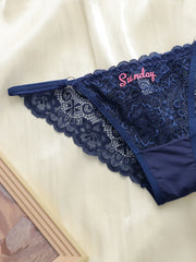 7-piece Set Of Women's Multicolored Sexy Lace Embroidered Letter Thong