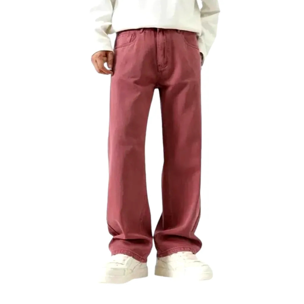 Colored slouchy boho style men's denim pants