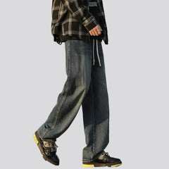 Grey-cast men's high-waist jeans