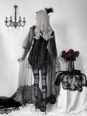 Halloween Black Dark Goth Dress Lace Costume
