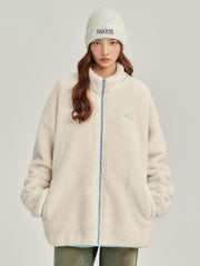 Loose Soft Coral Velvet Plush Jacket