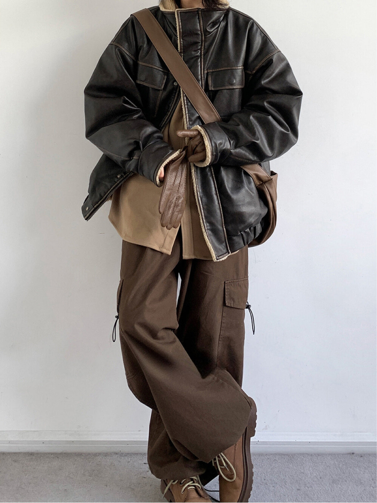 Retro Brown Wide Leg Loose Pants
