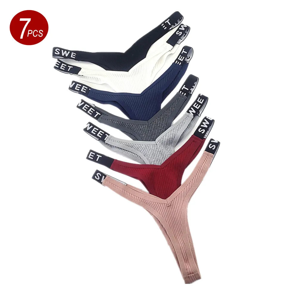 7pcs Fast Shipping "Y Shape" Sexy Women Ribbed Cotton Panties