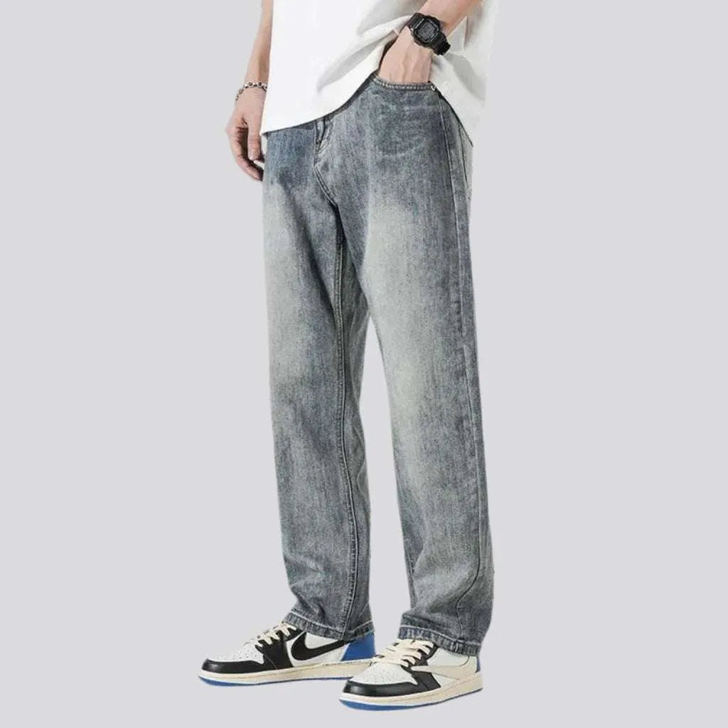 Whiskered sanded jeans for men
