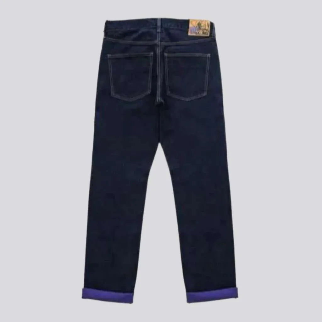 High-waist men's self-edge jeans