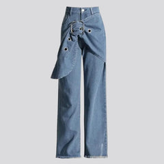 High-waist layered jeans for women