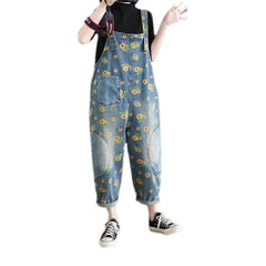Fashionable boho patchwork women's denim bib