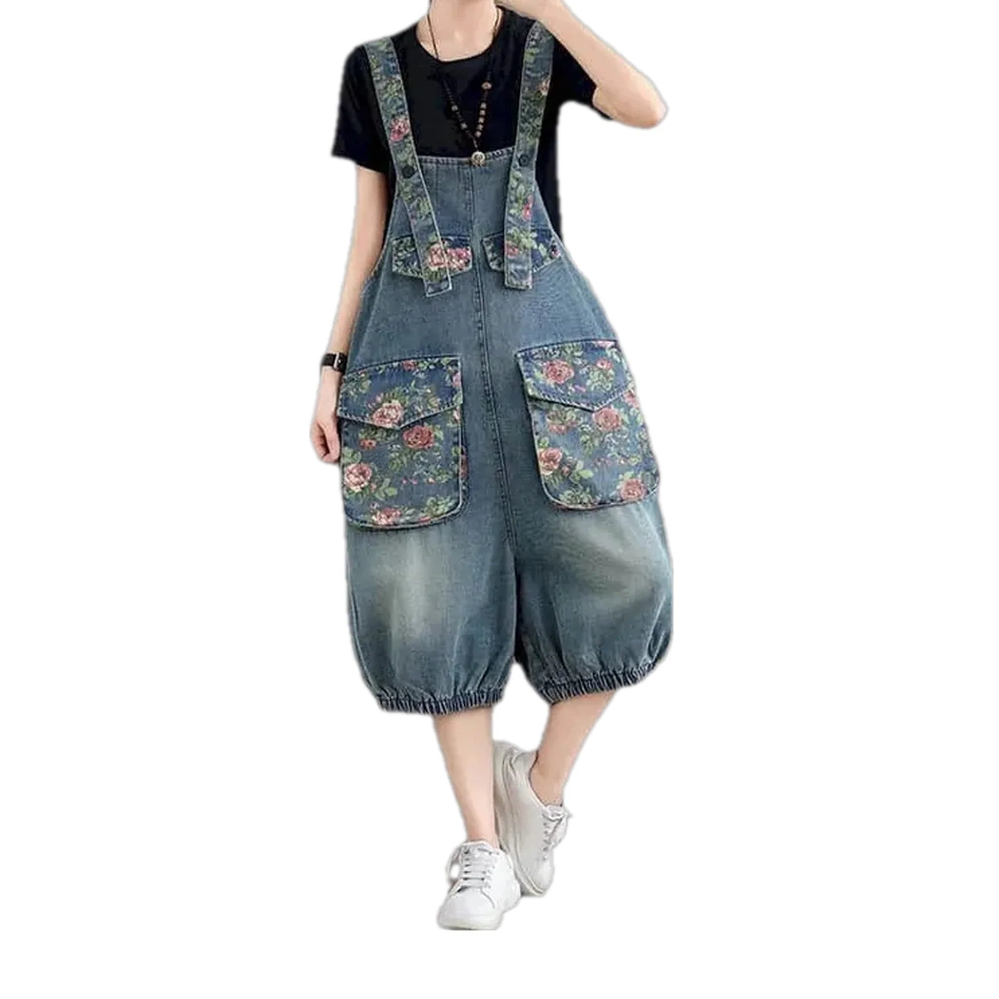 Boho fashion street women's denim overall