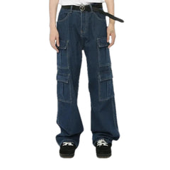 Wide fit dark casual men's jeans