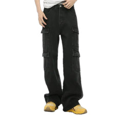 Wide fit dark casual men's jeans