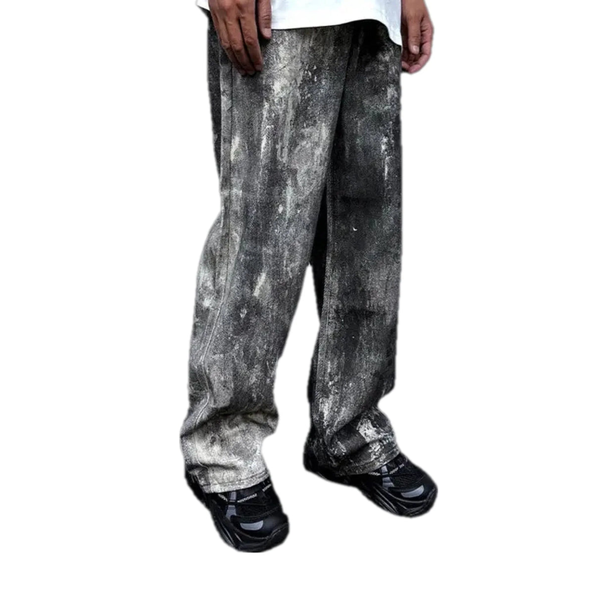 Fashionable painted denim pants for men